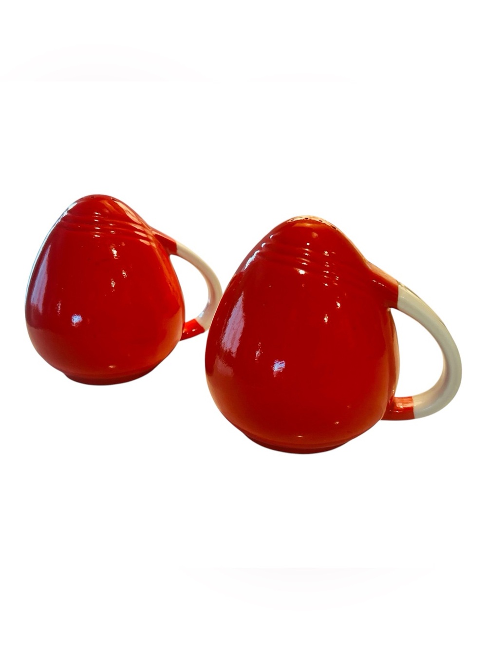 Vintage Hall China Pert Chinese Red Salt & Pepper Shakers White Handles 1940s